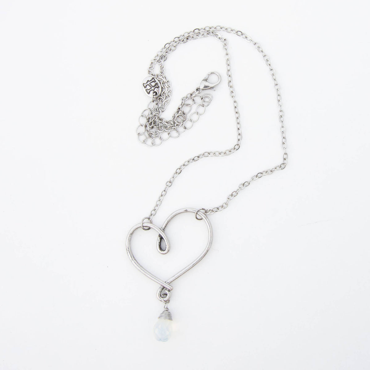 Ellyn Wire Wrapped Heart 18" Silver Pendant Necklace