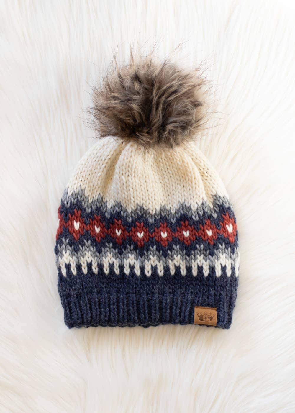Cream, Blue, Red & Gray Hat