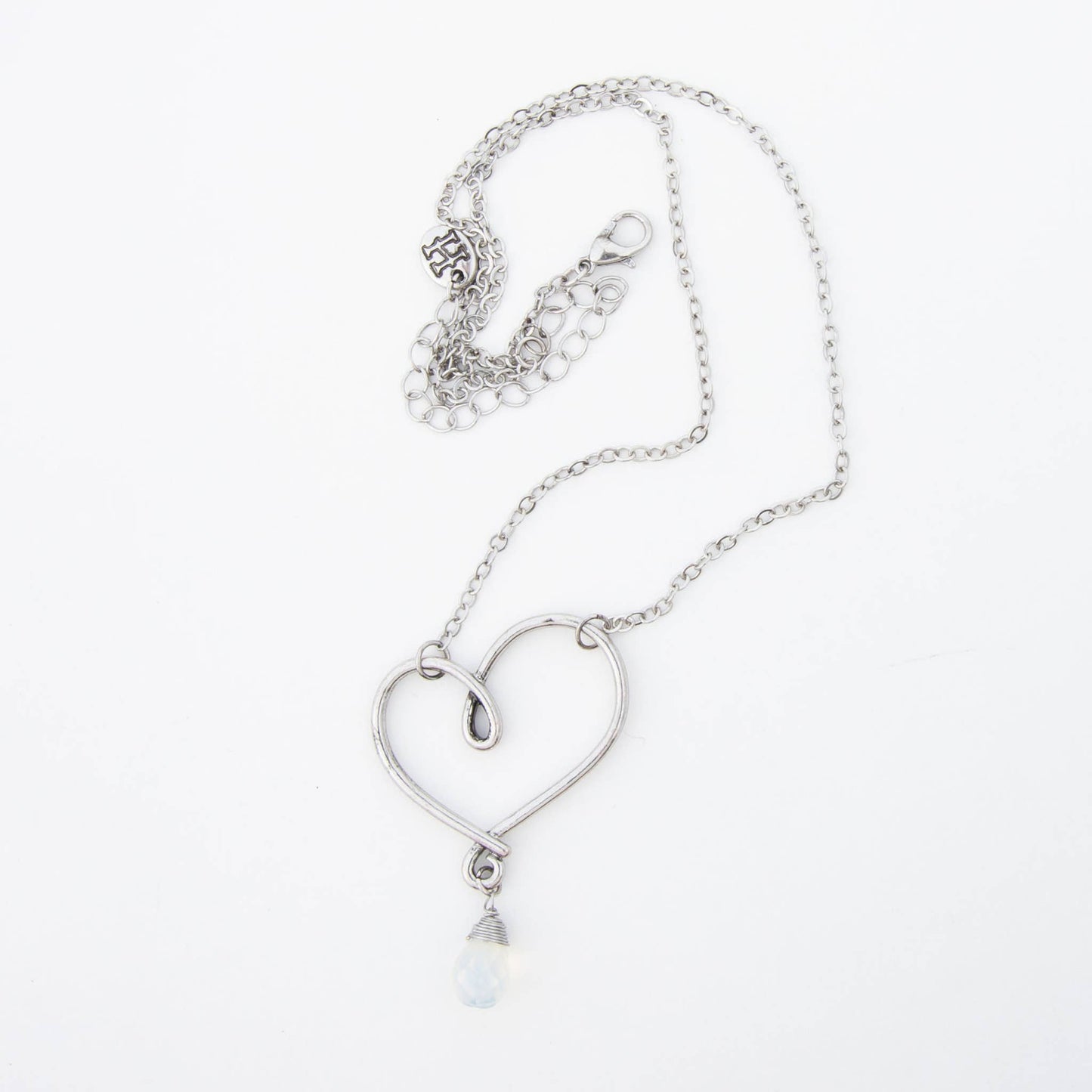 Ellyn Wire Wrapped Heart 18" Silver Pendant Necklace