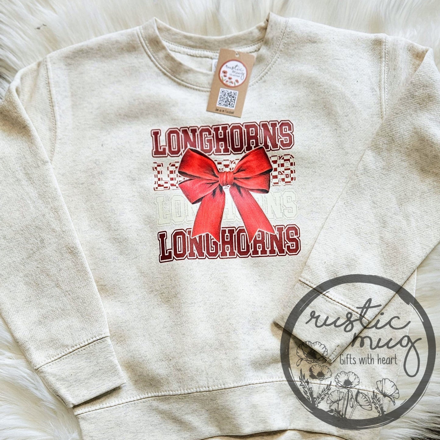 Longhorn Bow Toddler Crew