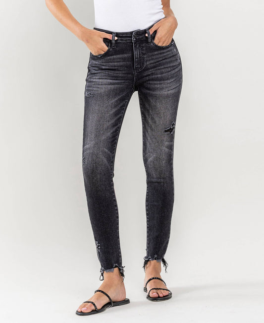 Well Made Uneven Raw  Hem Crop Skinny By Lovervet