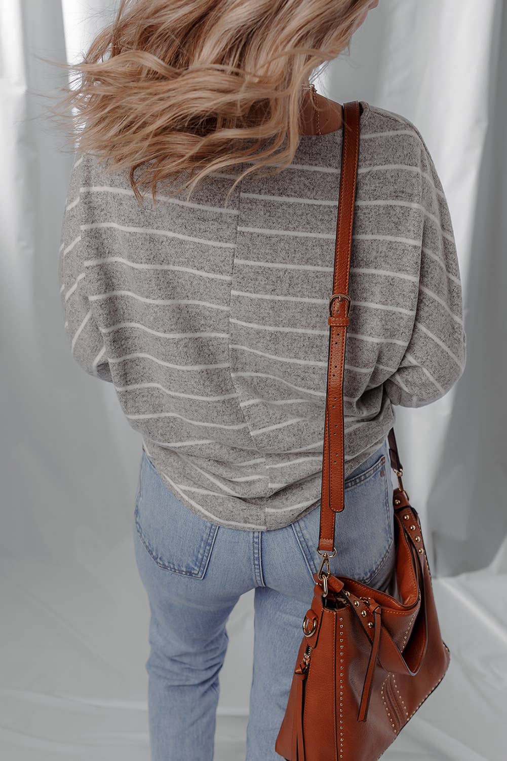 Stripe Dolman Sleeve Drop Shoulder Top
