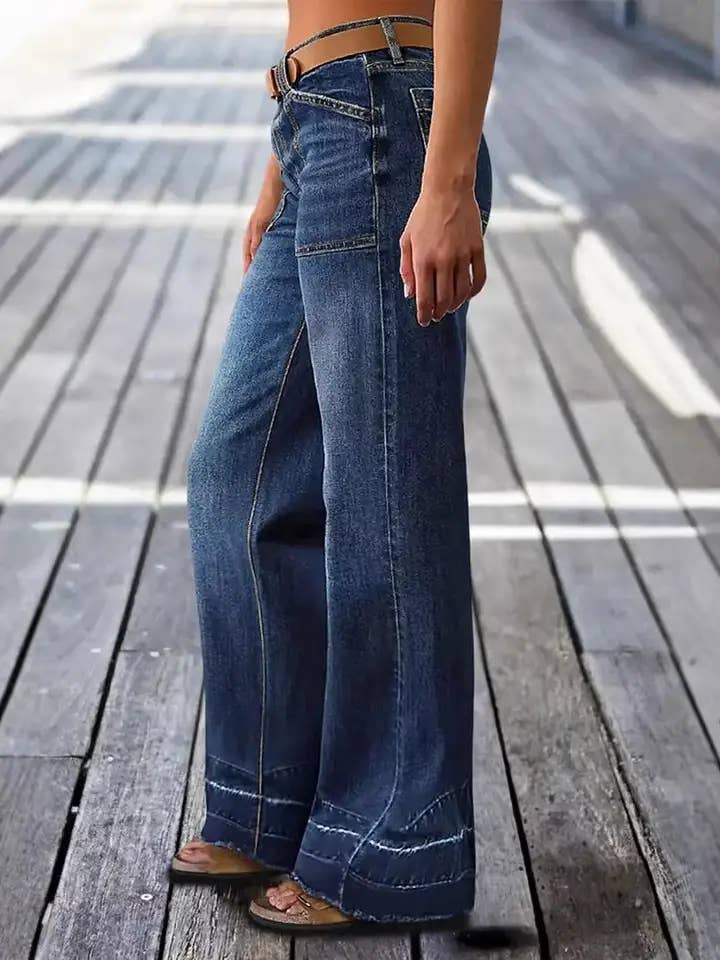 Vintage Wash Wide Leg Jeans
