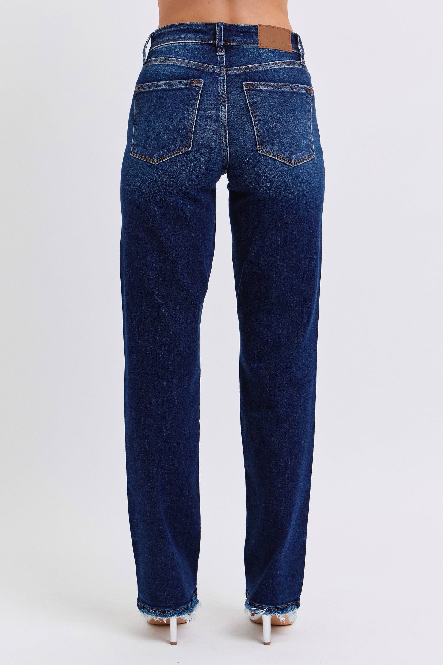 Mid Rise Straight Leg with Frayed Hem by Judy Blue