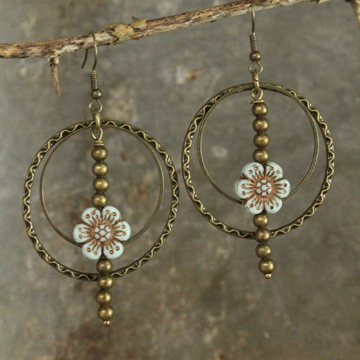 Picasso Wildflower Powder Blue Glass Bead Earrings