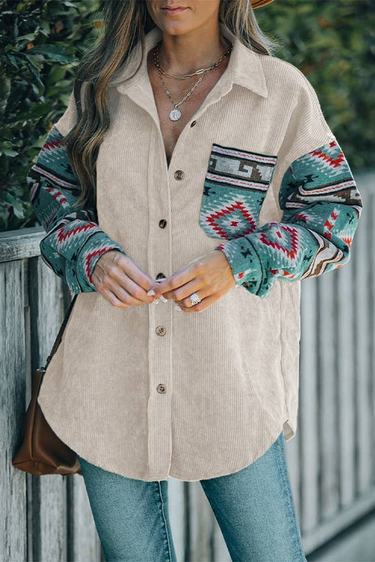 Aztec Corduroy Button up Shirt