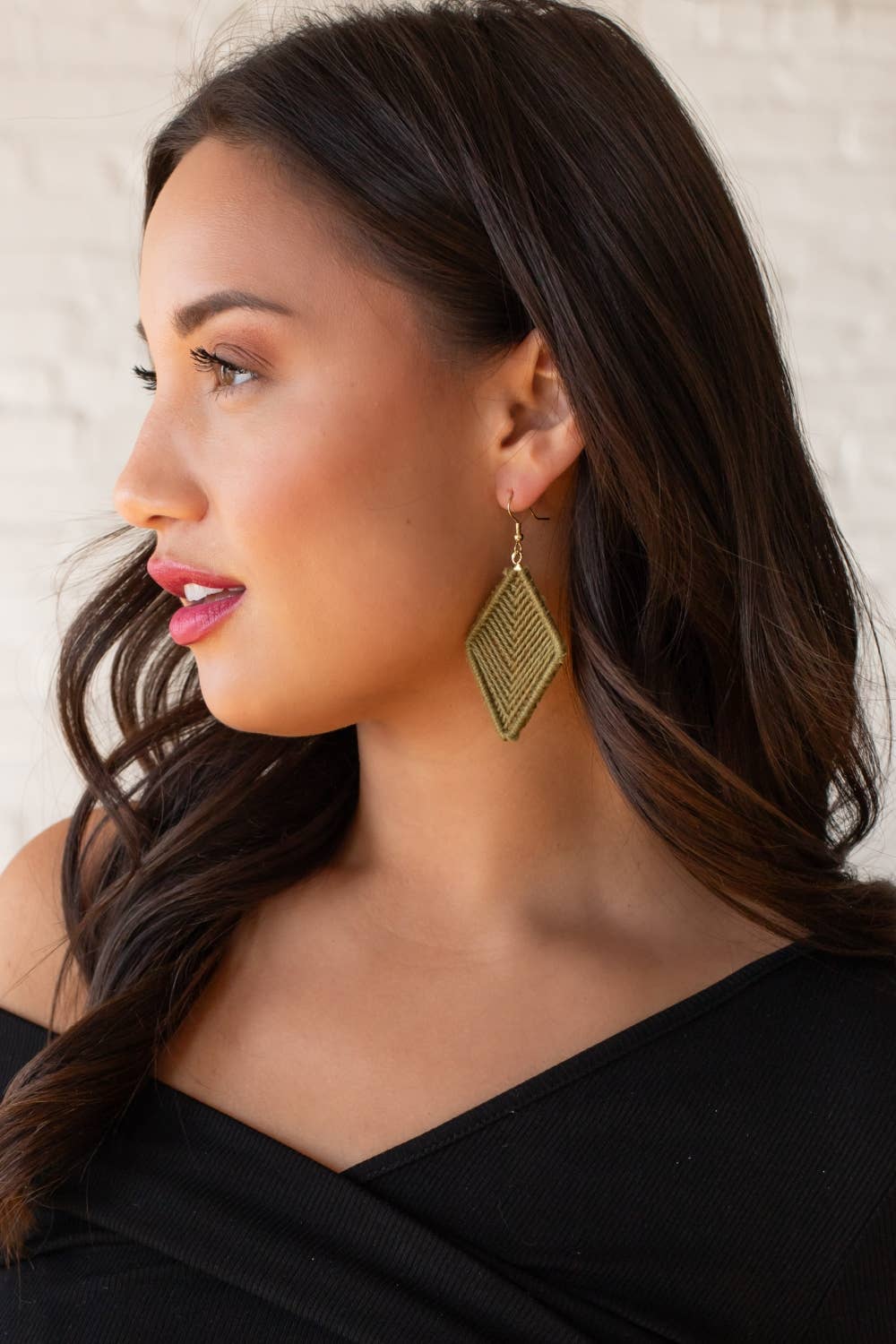 Olive Diamond Crochet Earrings