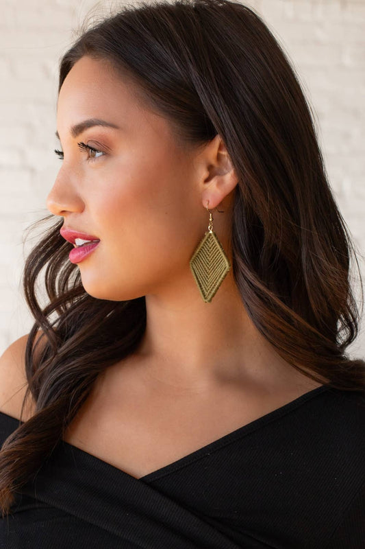 Olive Diamond Crochet Earrings