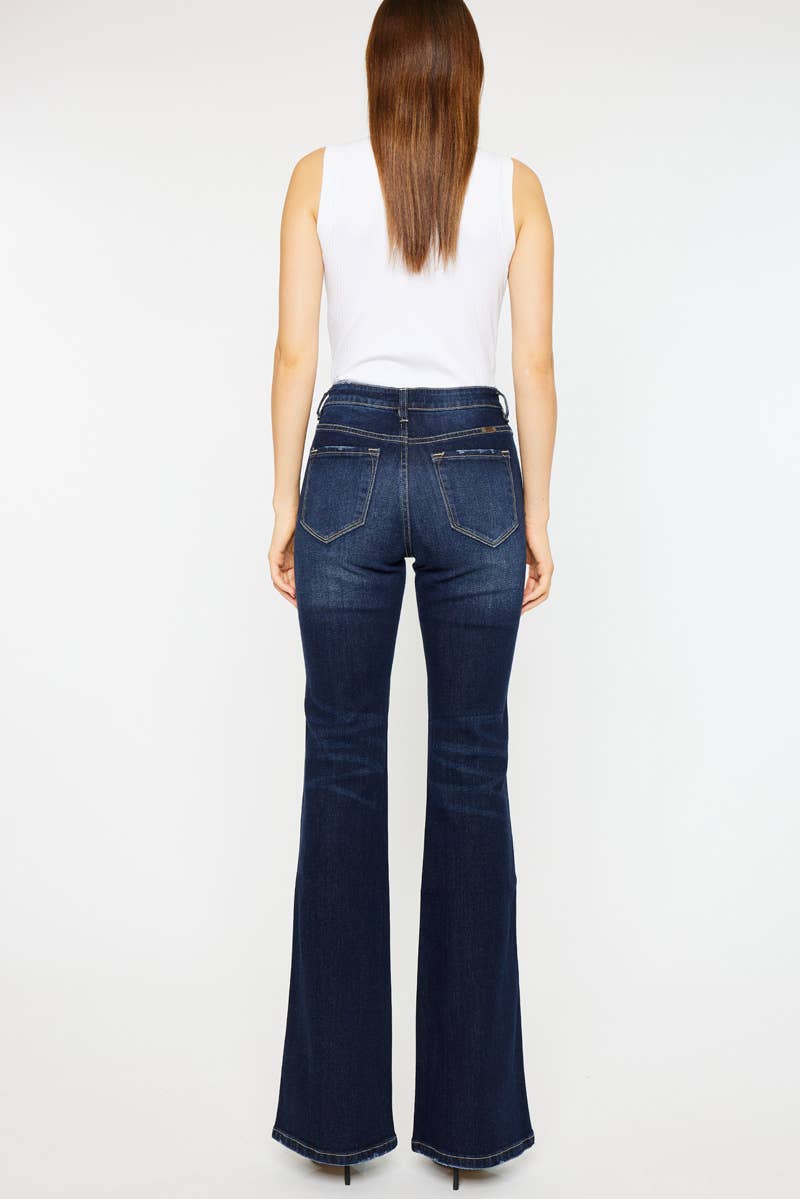 Kan Can High Rise Flared Dark Denim