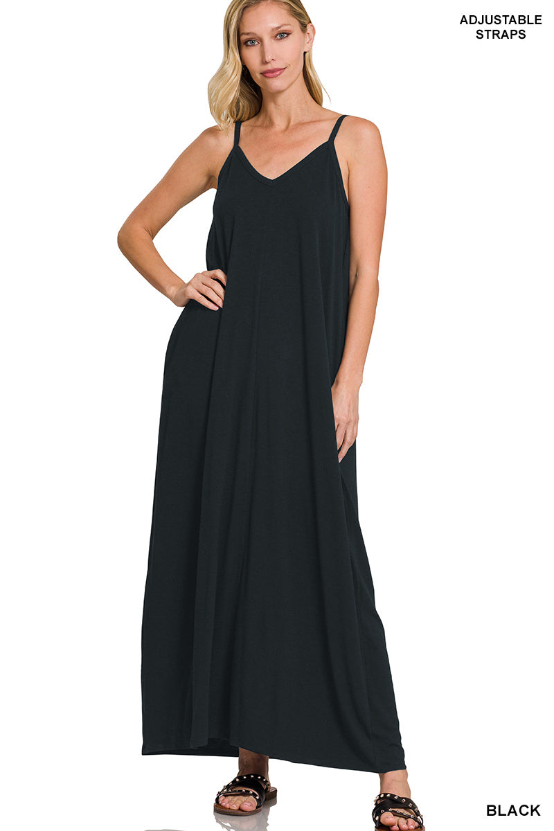 V-Neck Maxi Dress w/ Pockets