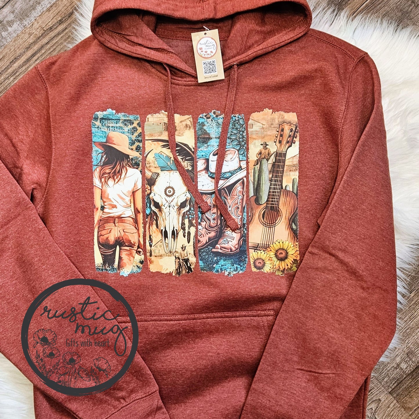 Western Cowgirl Brushstroke Hoodie