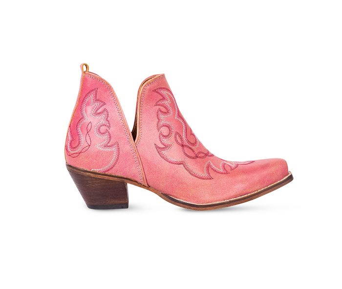 Pink Maisie Stitched Leather Boots by Myra