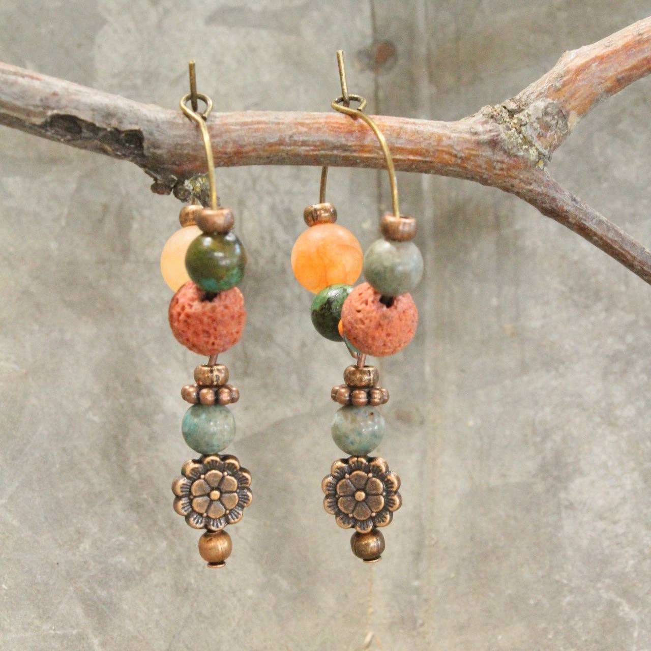 Layered In Beads Coin Earrings