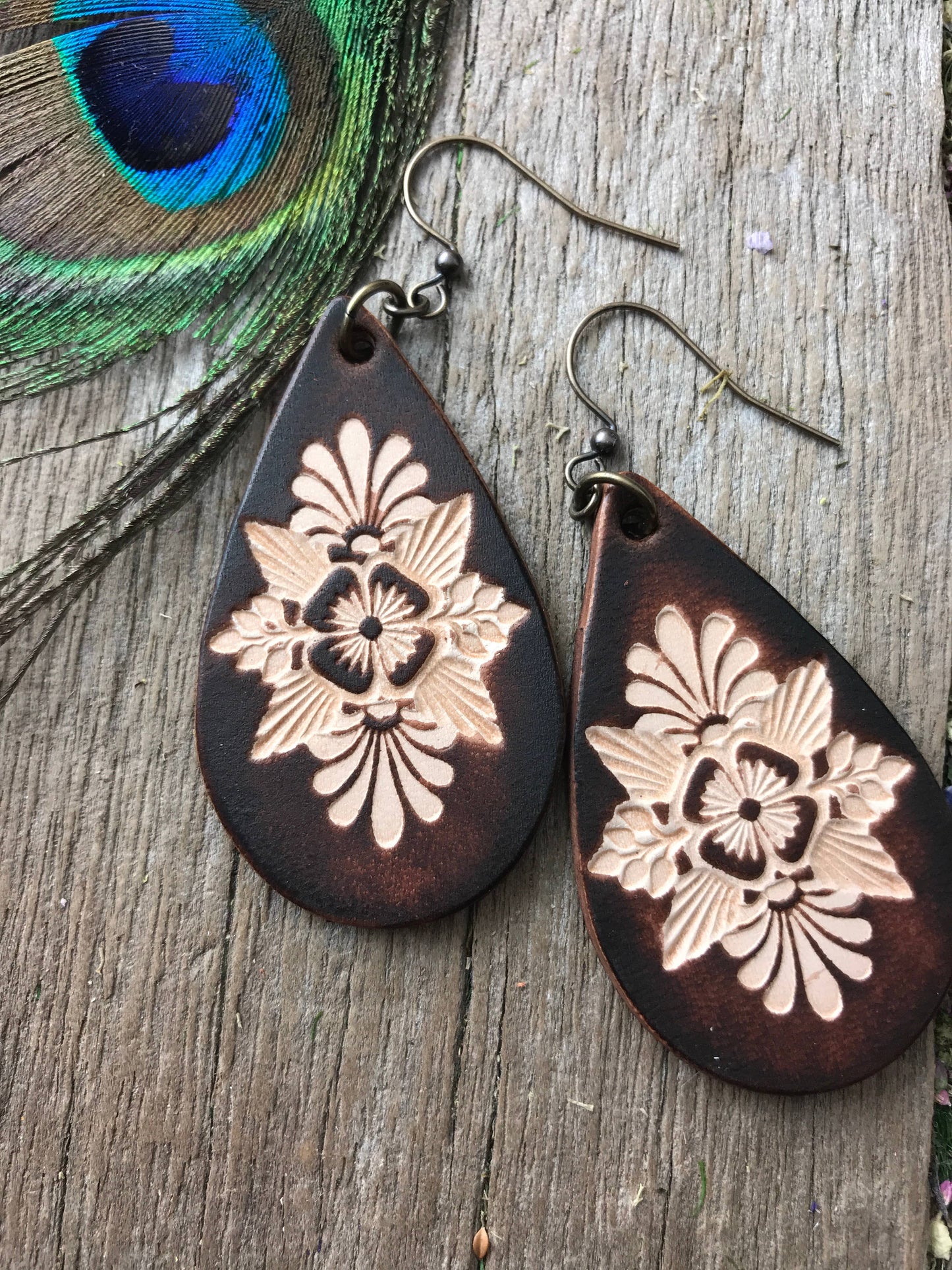 Boho Western Leather Teardrop Earrings