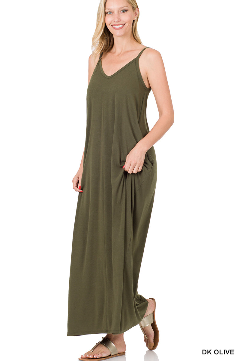 V-Neck Maxi Dress w/ Pockets