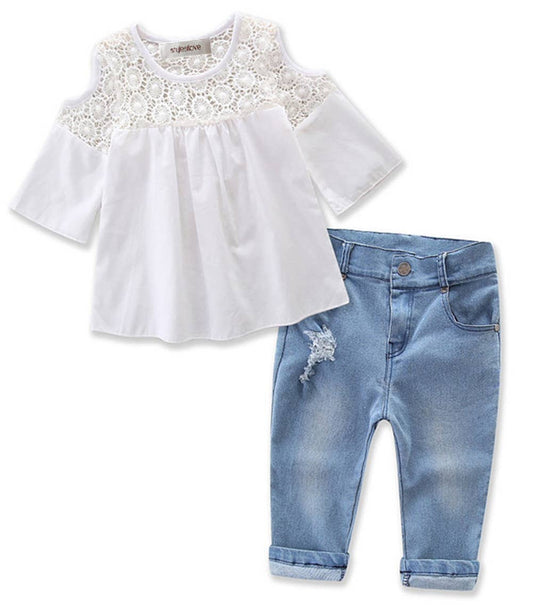 Girls Dreamy Days Lace & Jeans Duo