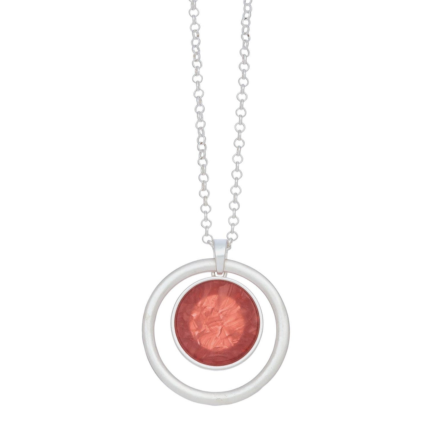Marbleized Disc Pendant Necklace Beach Jewelry