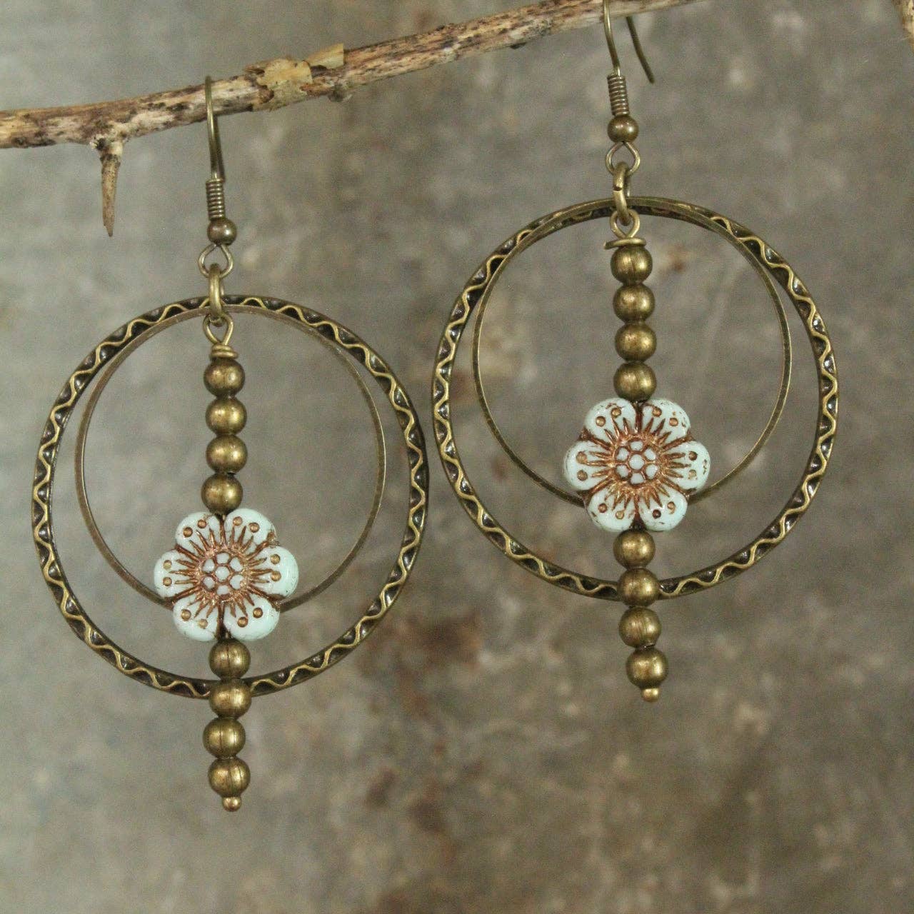 Picasso Wildflower Powder Blue Glass Bead Earrings