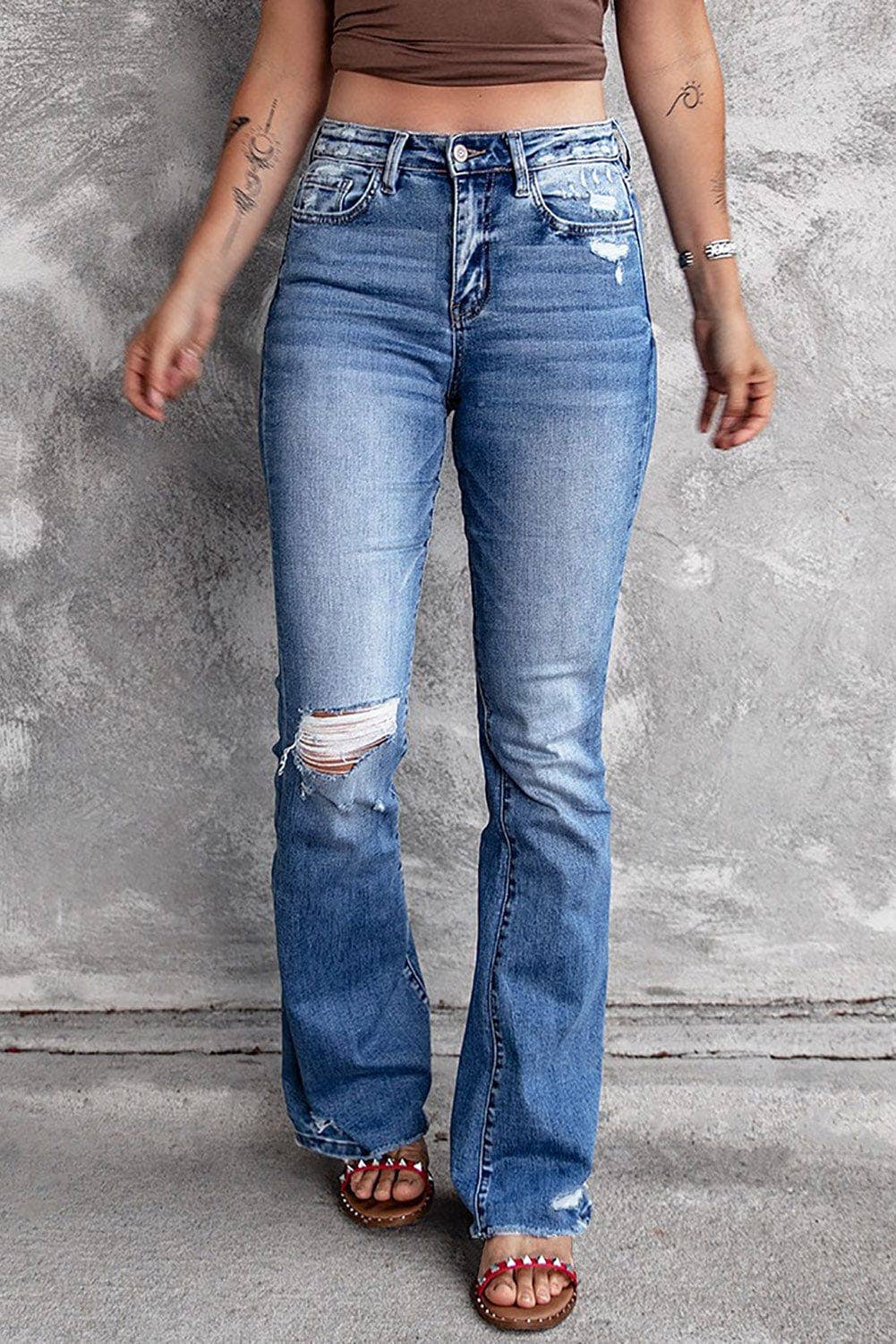 Coraline Raw Hem High Waist Flare Jeans