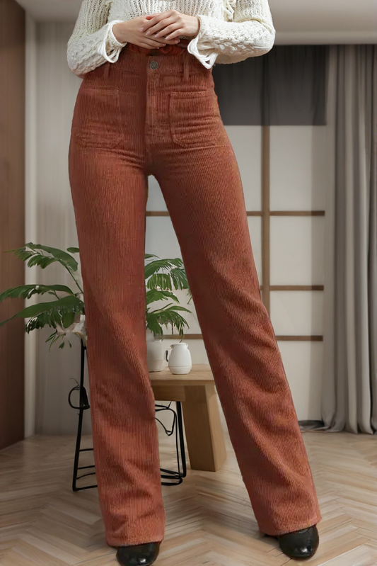 Retro High Waisted Corduroy Pants