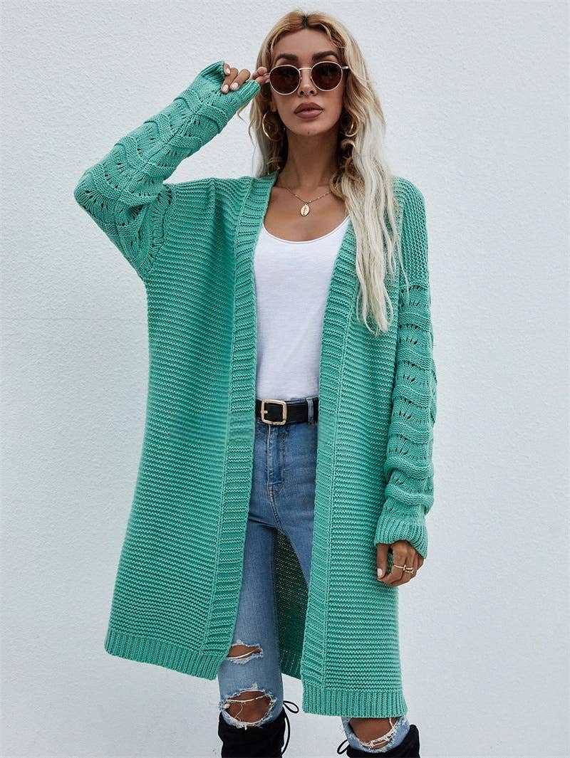 Casual Open Front Long Cardigan