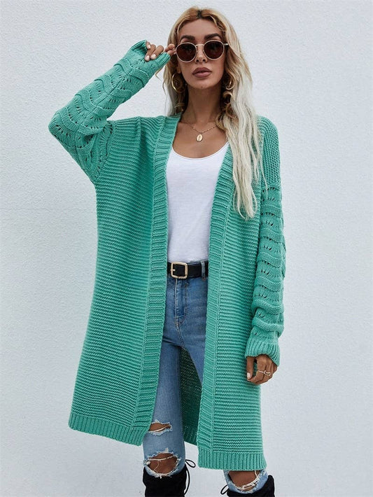 Casual Open Front Long Cardigan