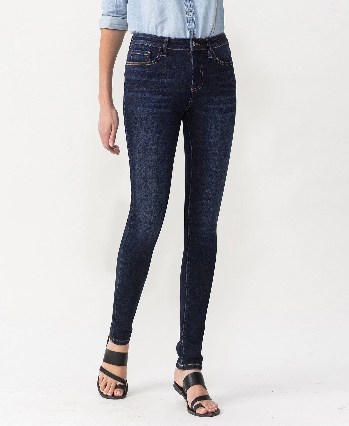 Lustrous High Rise Dark Skinny by Lovervet