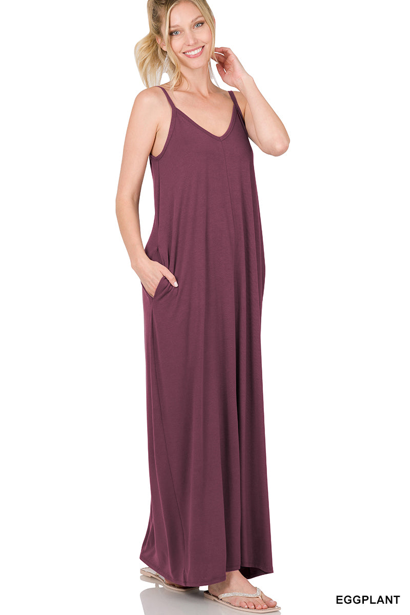 V-Neck Maxi Dress w/ Pockets