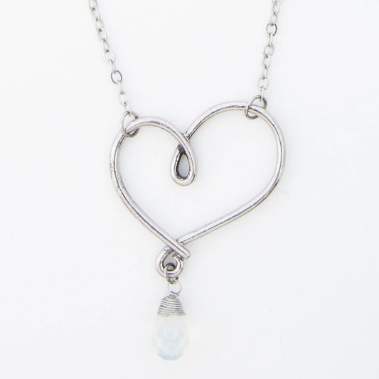 Ellyn Wire Wrapped Heart 18" Silver Pendant Necklace