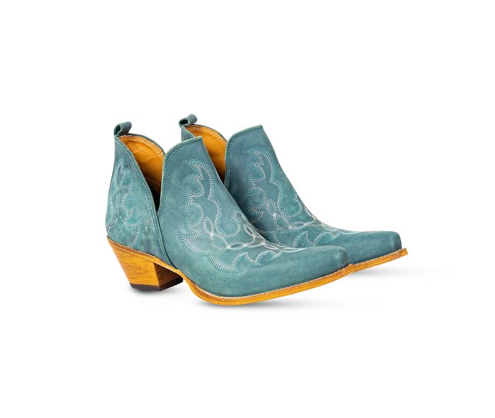 Turquoise Maisie Stitched Leather Boots by Myra