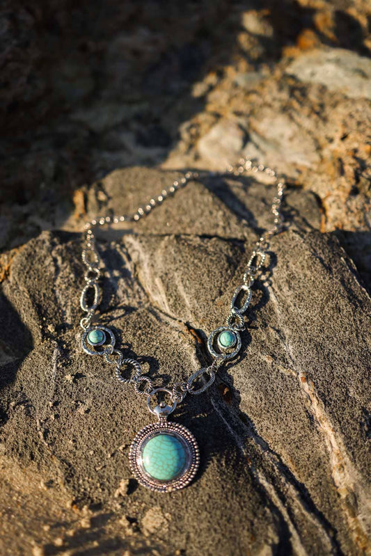 Soleil Turquoise and Silver Link Necklace