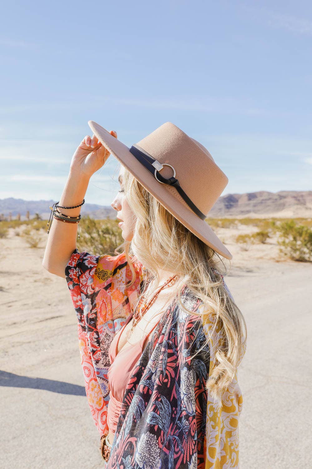 Tan Gold Ring Buckle Bolero Hat