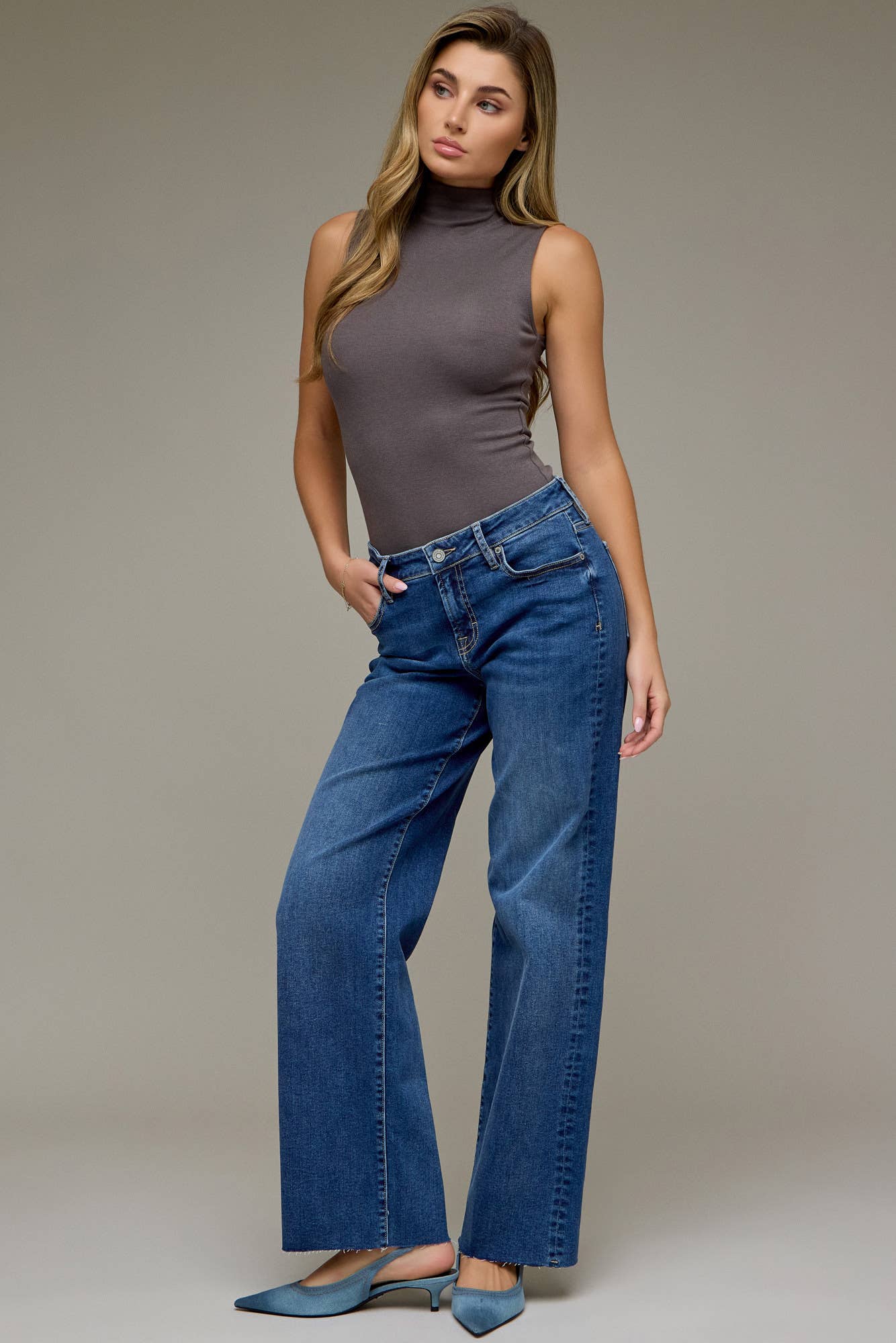 Ella Mid Rise Classic Straight Jeans by Hidden