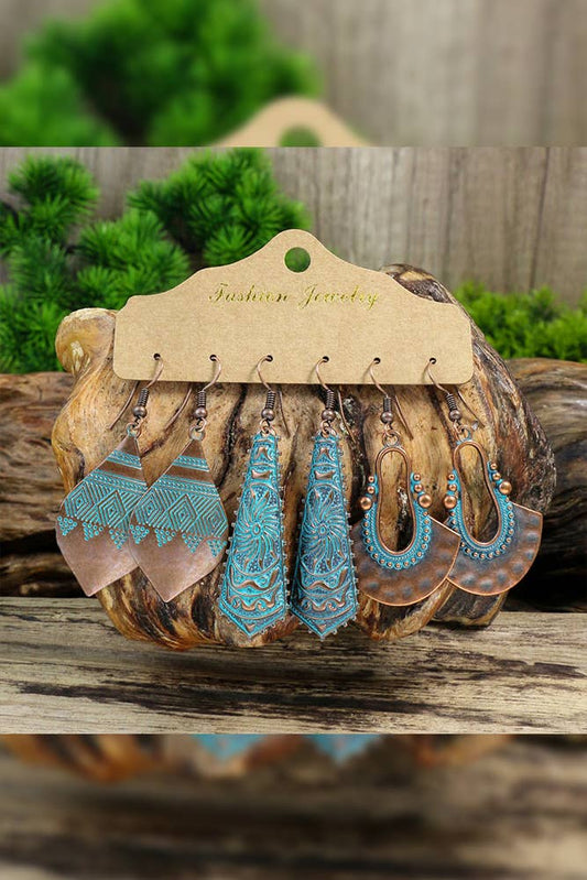 Set of 3 Copper Boho Earrings