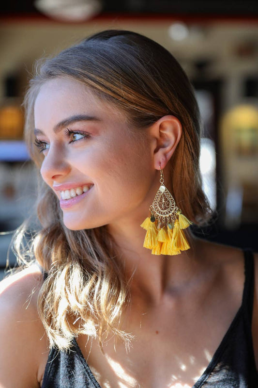 Bohemian Teardrop Tassel Earrings