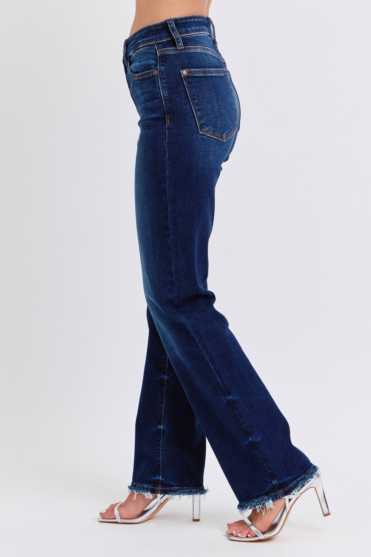 Mid Rise Straight Leg with Frayed Hem by Judy Blue