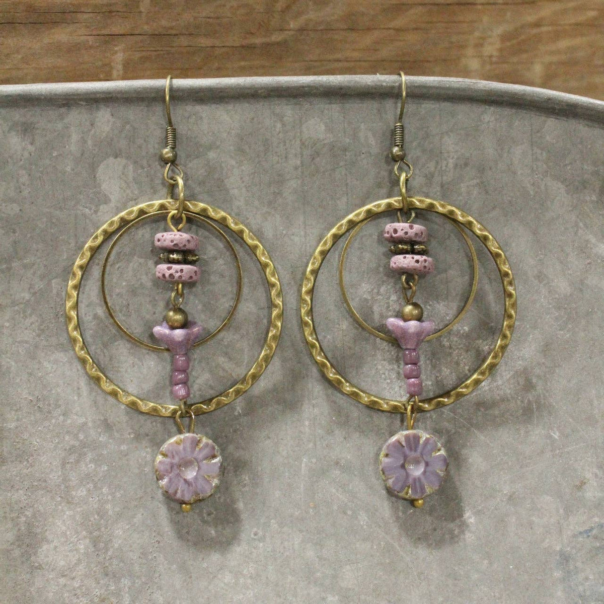 Purple Passion Budding Flower Dangle Earrings