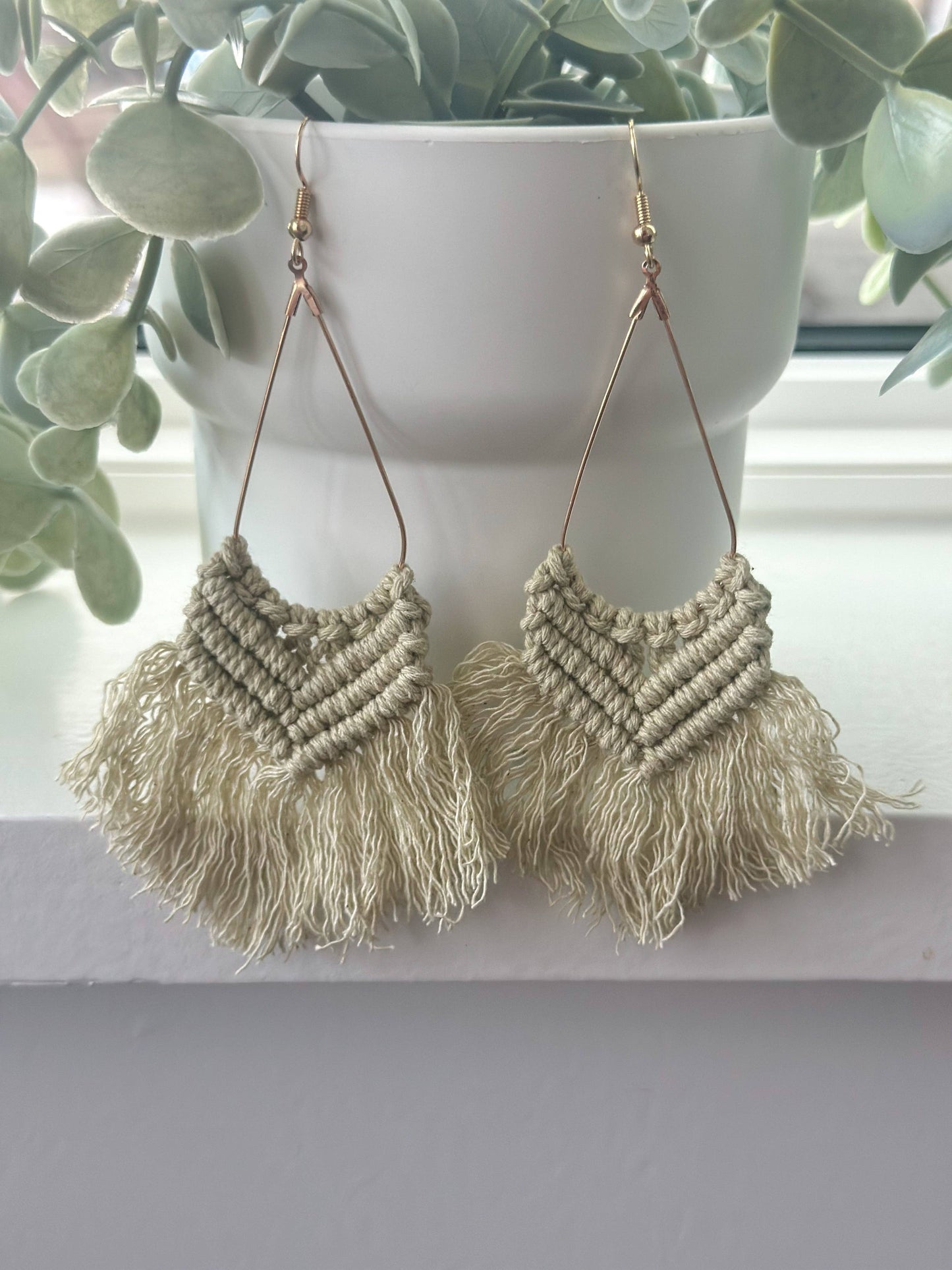 Natural Boho Macrame Earrings