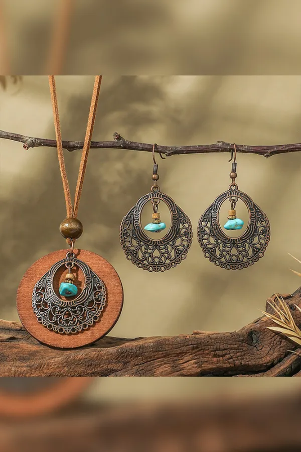Bohemia Turquoise Earring and Necklace Set