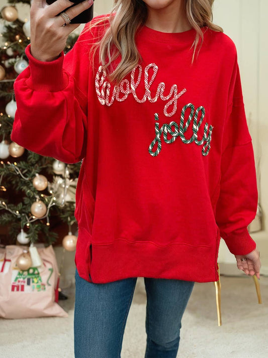Holly Jolly Embroidered Baggy Sweatshirt