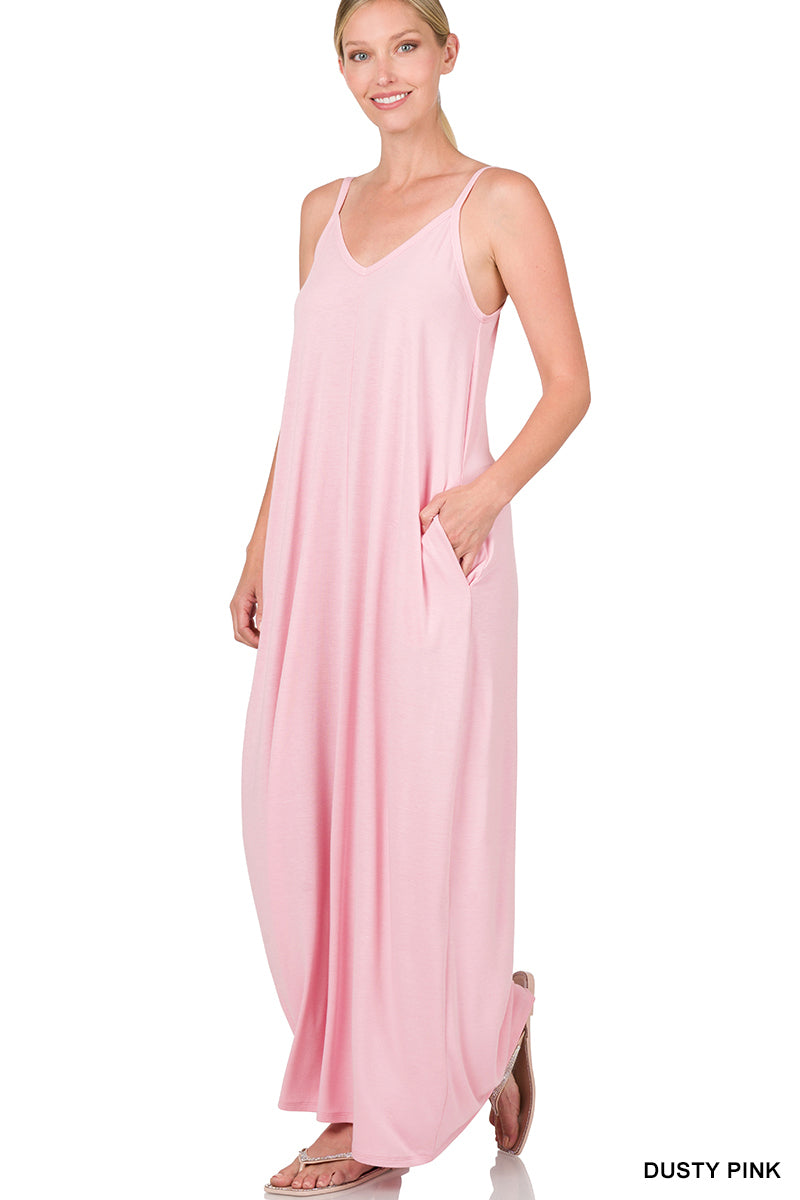 V-Neck Maxi Dress w/ Pockets