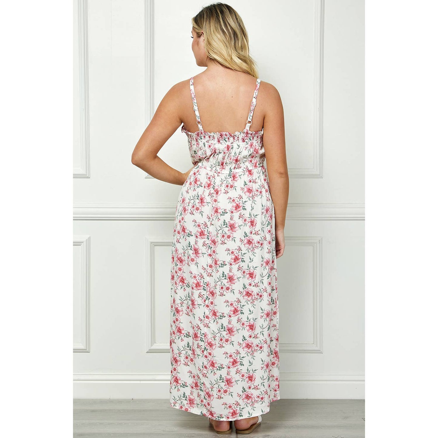 Floral Maxi Dress with Smocking Straps