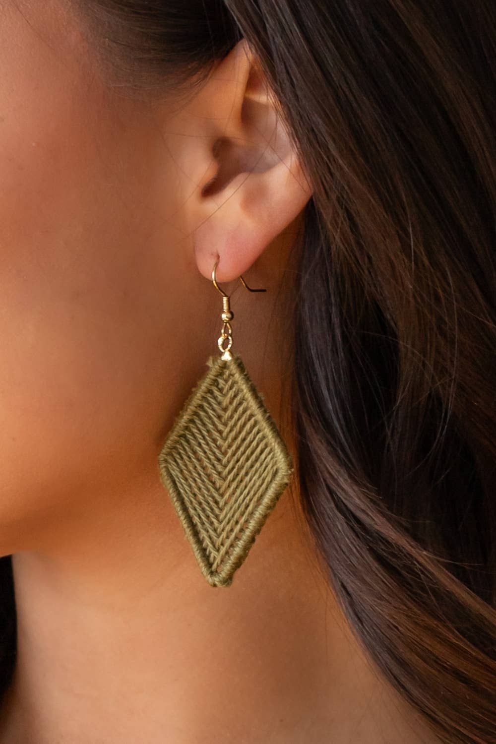 Olive Diamond Crochet Earrings