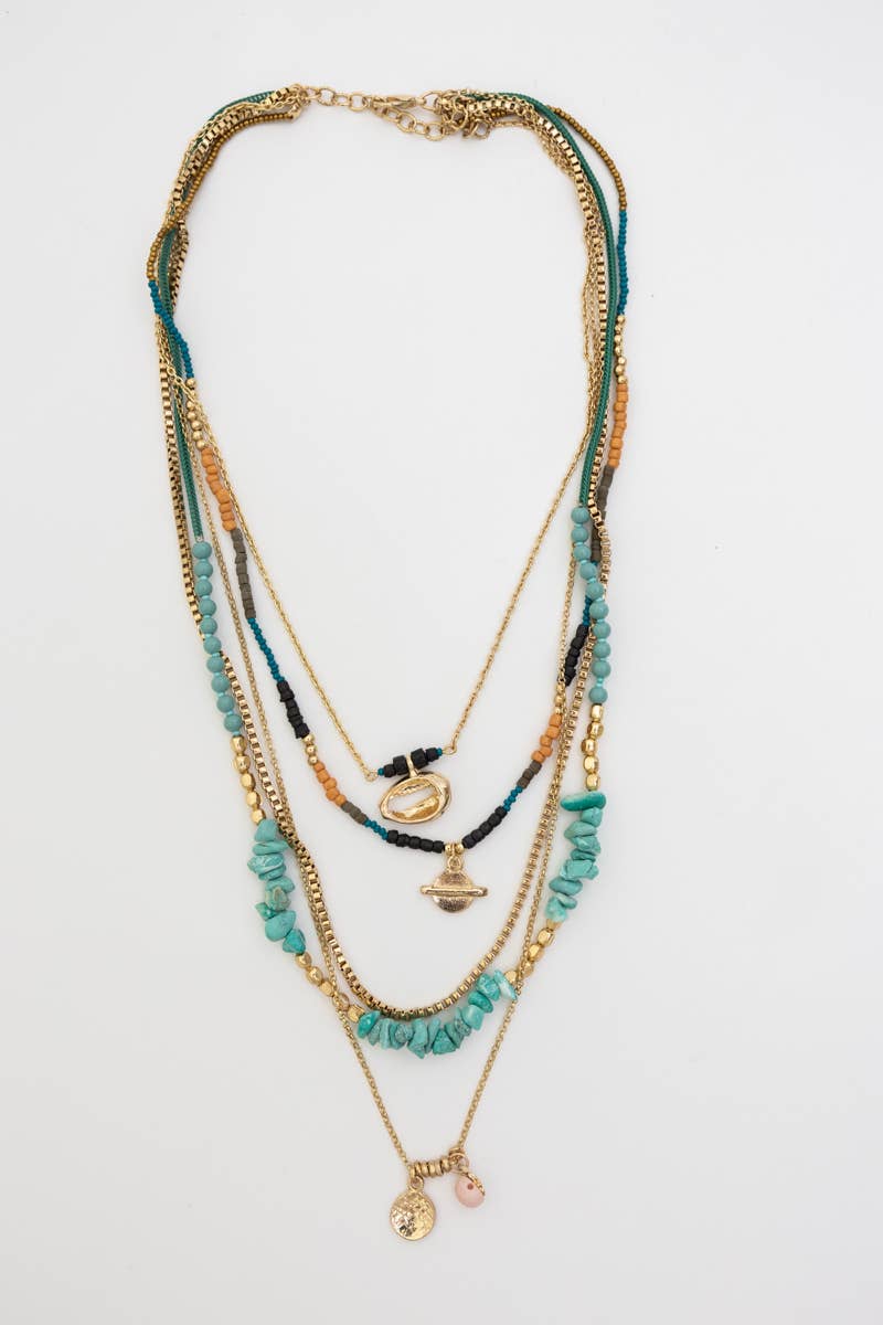 Bohemian Bliss Turquoise Beaded Layered Necklace