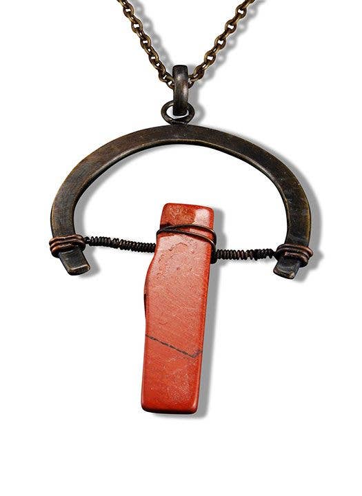 Banjara Red Jasper Open Arc Long Necklace