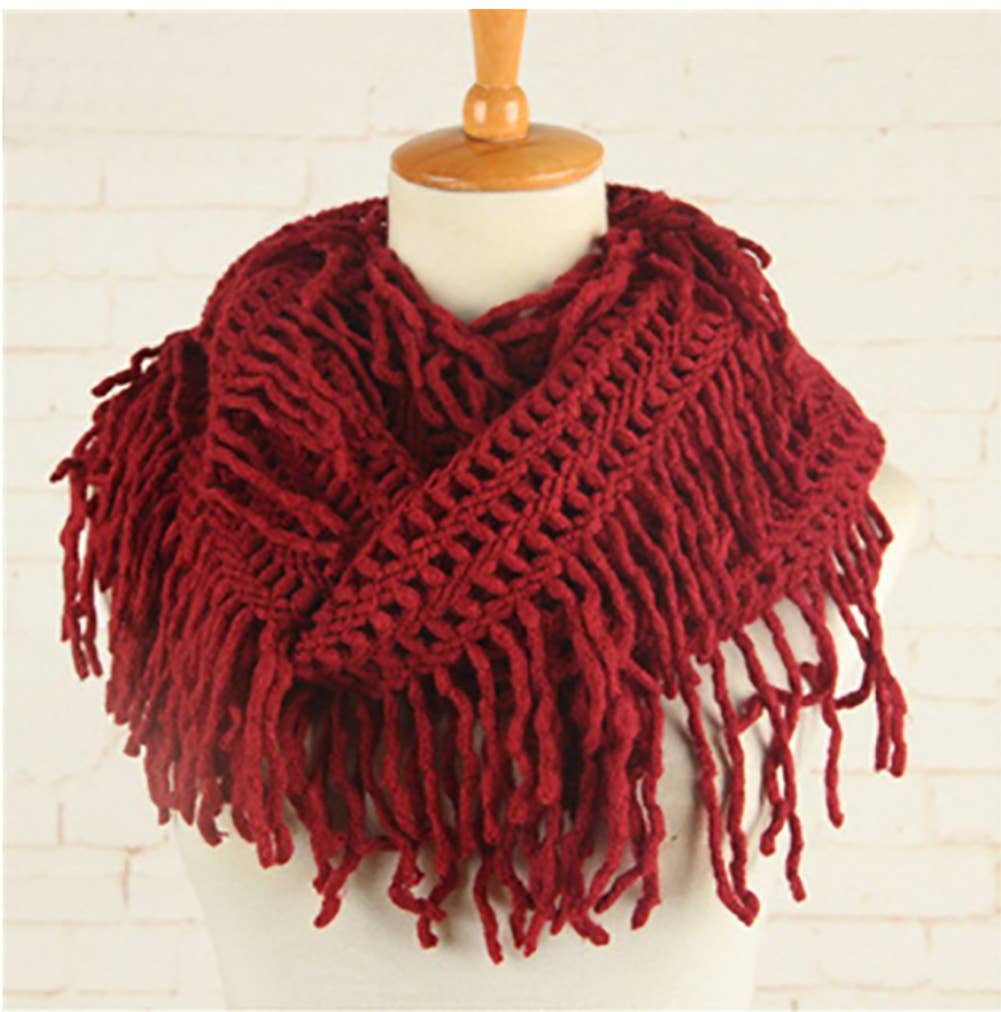Knit Tassel Infinity Loop Scarf