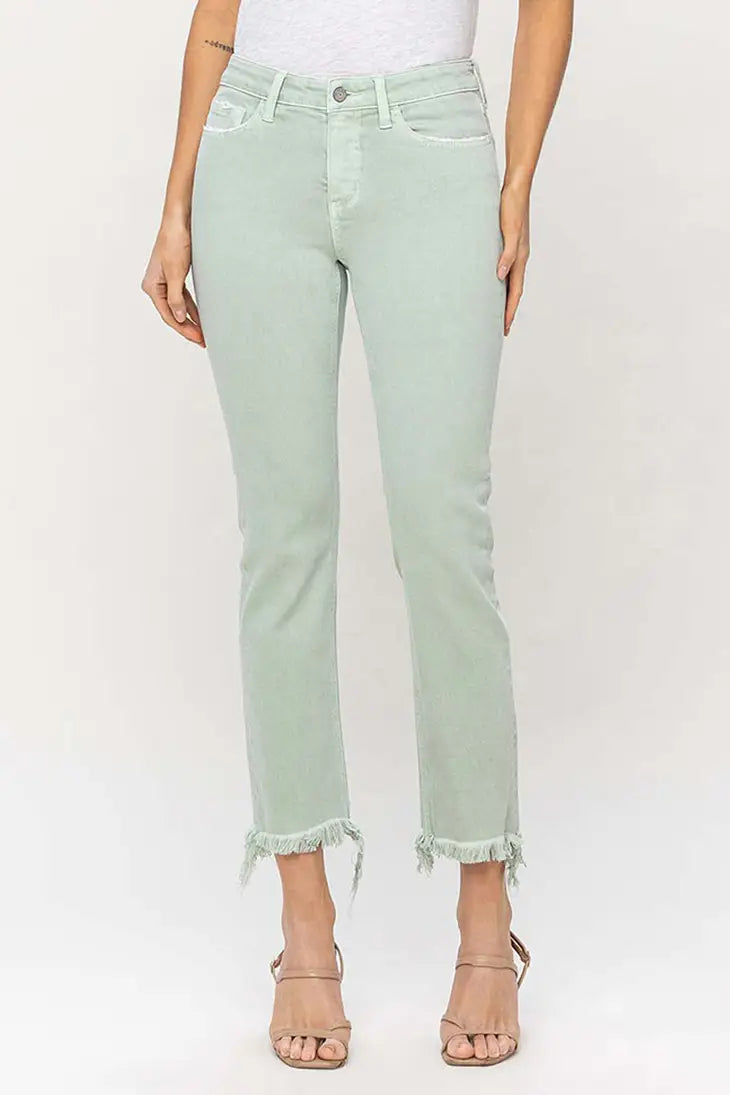 Mid Rise Stretch Straight Colored Denim Jeans by Vervet