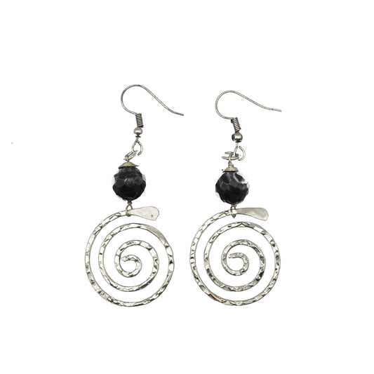 Anju Jewelry - Banjara Spiral with Onyx Earrings